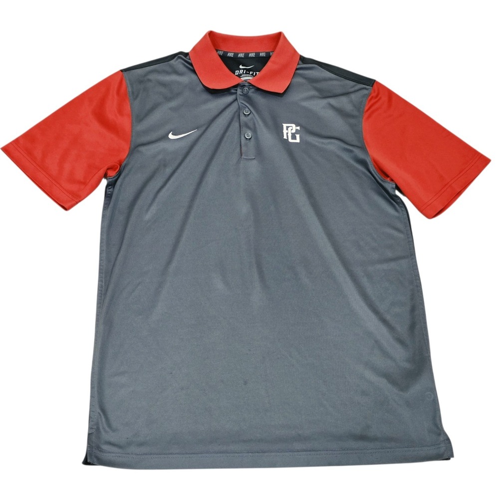 Nike Perfect Game PG Baseball Dri-FIT Polo Men's M Gray Red Scout Tournament